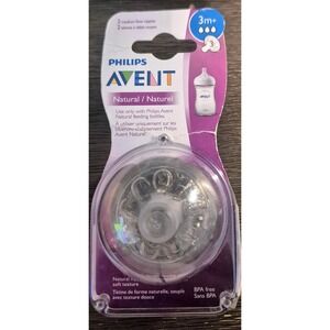 Philips Avent Natural Feeding Nipples 2 Medium Flow Clear 3m+ SCF653/23